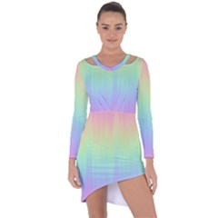 Pastel Rainbow Gradient Asymmetric Cut-out Shift Dress by SpinnyChairDesigns
