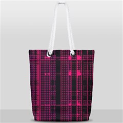 Pink Black Punk Plaid Full Print Rope Handle Tote (small) by SpinnyChairDesigns