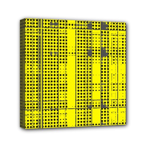 Black Yellow Punk Plaid Mini Canvas 6  X 6  (stretched) by SpinnyChairDesigns