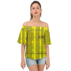 Black Yellow Punk Plaid Off Shoulder Short Sleeve Top by SpinnyChairDesigns