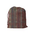 Rust Brown Grunge Plaid Drawstring Pouch (Large) View2