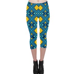 Geometric Abstract Diamond Capri Leggings  by tmsartbazaar