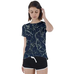 Neon Silhouette Leaves Print Pattern Short Sleeve Foldover Tee by dflcprintsclothing