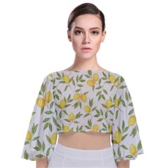 Lemons Tie Back Butterfly Sleeve Chiffon Top by Angelandspot