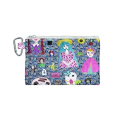 Blue Denim And Drawings Daisies Canvas Cosmetic Bag (small) by snowwhitegirl