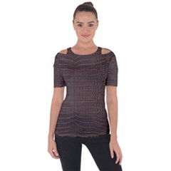 Chestnut Nile Crocodile Skin Shoulder Cut Out Short Sleeve Top by LoolyElzayat