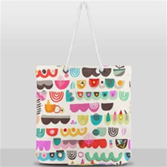 Scandinavian Folk Art Wave Craze Full Print Rope Handle Tote (large) by andStretch