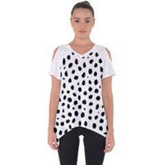  Black And White Seamless Cheetah Spots Cut Out Side Drop Tee by LoolyElzayat