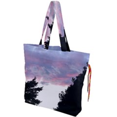 Colorful Overcast, Pink,violet,gray,black Drawstring Tote Bag by MartinsMysteriousPhotographerShop