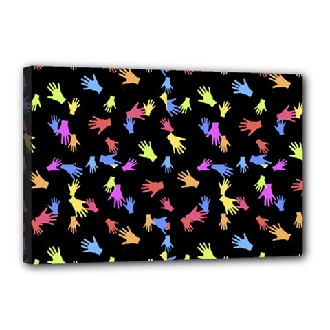 Multicolored Hands Silhouette Motif Design Canvas 18  X 12  (stretched) by dflcprintsclothing