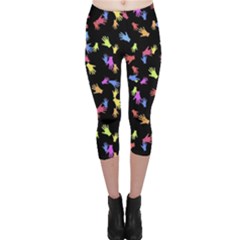 Multicolored Hands Silhouette Motif Design Capri Leggings  by dflcprintsclothing