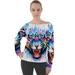 Butterflytiger Off Shoulder Long Sleeve Velour Top by Sparkle