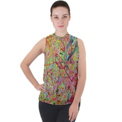 Quarantine Spring Mock Neck Chiffon Sleeveless Top by arwwearableart