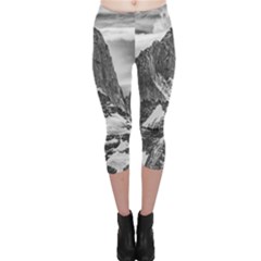 Fitz Roy And Poincenot Mountains, Patagonia Argentina Capri Leggings  by dflcprintsclothing