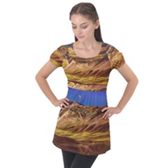 Colored Mountains Landscape, La Rioja, Argentina Puff Sleeve Tunic Top by dflcprintsclothing