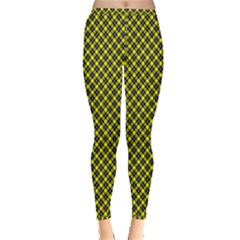 Cute Yellow Tartan Pattern, Classic Buffalo Plaid Theme Inside Out Leggings by Casemiro