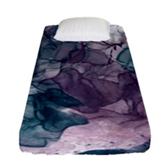 Teal And Purple Alcohol Ink Fitted Sheet (single Size) by Dazzleway