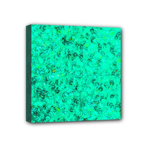Aqua Marine Glittery Sequins Mini Canvas 4  X 4  (stretched) by essentialimage