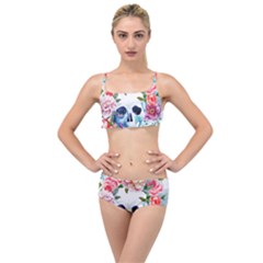 Skull And Flowers Layered Top Bikini Set by goljakoff