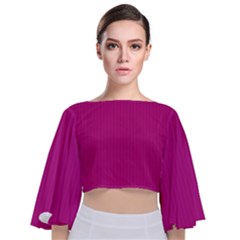 Dark Carnation Pink - Tie Back Butterfly Sleeve Chiffon Top by FashionLane