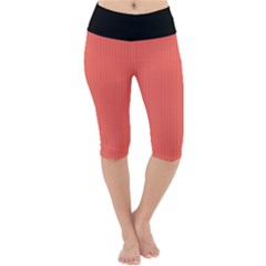 Living Coral - Lightweight Velour Cropped Yoga Leggings by FashionLane