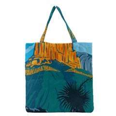 Guadalupe Mountains National Park With El Capitan Peak Texas United States Wpa Poster Art Color Grocery Tote Bag by retrovectors
