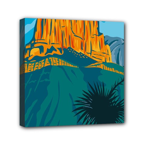 Guadalupe Mountains National Park With El Capitan Peak Texas United States Wpa Poster Art Color Mini Canvas 6  X 6  (stretched)