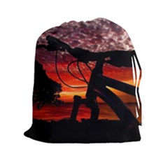 Mountain Bike Parked At Waterfront Park003 Drawstring Pouch (2xl) by dflcprintsclothing