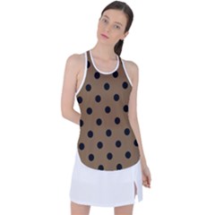 Large Black Polka Dots On Coyote Brown - Racer Back Mesh Tank Top by FashionLane