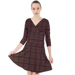 Chocolate Quarter Sleeve Front Wrap Dress by goljakoff