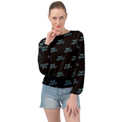 Just Beauty Words Motif Print Pattern Banded Bottom Chiffon Top by dflcprintsclothing