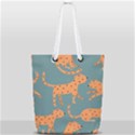 Vector Seamless Pattern With Cute Orange And  Cheetahs On The Blue Background  Tropical Animals Full Print Rope Handle Tote (Small) View1
