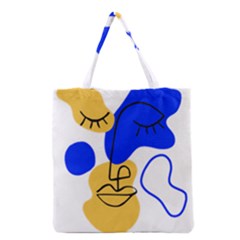 Evening Mood Face Drawing Grocery Tote Bag by ArtsyWishy