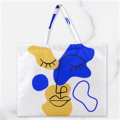 Evening Mood Face Drawing Zipper Large Tote Bag by ArtsyWishy