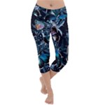 Beautiful Blue Butterflies  Lightweight Velour Capri Yoga Leggings