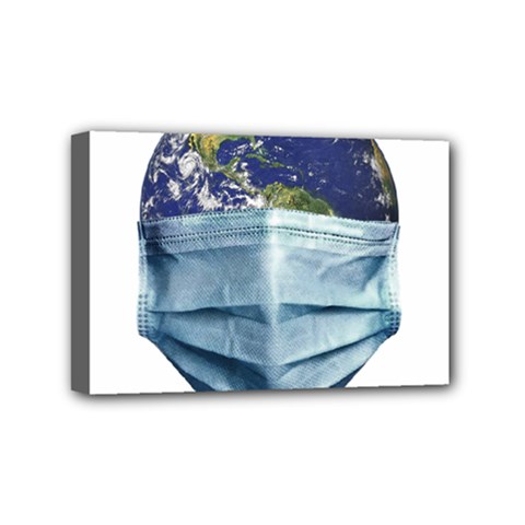 Earth With Face Mask Pandemic Concept Mini Canvas 6  X 4  (stretched) by dflcprintsclothing