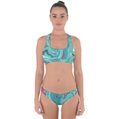 Green Vivid Marble Pattern 2 Cross Back Hipster Bikini Set by goljakoff