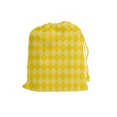 Yellow Diamonds Drawstring Pouch (large) by ArtsyWishy