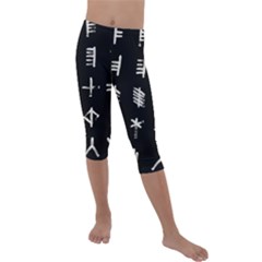 Ogham Rune Set Complete Inverted Kids  Lightweight Velour Capri Leggings  by WetdryvacsLair