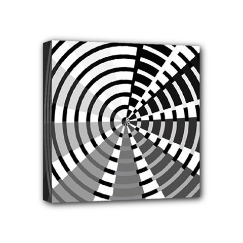 Nine Bar Monochrome Fade Squared Wheel Mini Canvas 4  X 4  (stretched) by WetdryvacsLair