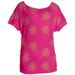 Roses Pattern Pink Color Women s Oversized Tee by brightlightarts