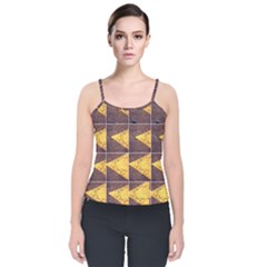Yellow, Traffic, Cone, Arrow, Cracks, Asphalt  Velvet Spaghetti Strap Top by ScottFreeArt