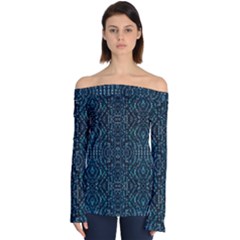 Fancy Stone Mosaic Print Pattern Off Shoulder Long Sleeve Top by dflcprintsclothing