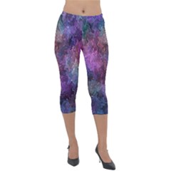 Multicolored Abstract Lightweight Velour Capri Leggings 