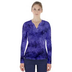 Lilac Abstract V-neck Long Sleeve Top by Dazzleway