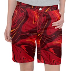 Red Vivid Marble Pattern Pocket Shorts by goljakoff