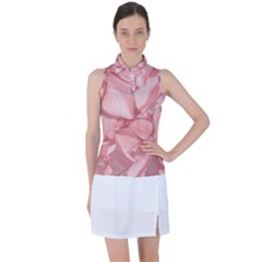 Coral Colored Hortensias Floral Photo Women s Sleeveless Polo Tee by dflcprintsclothing