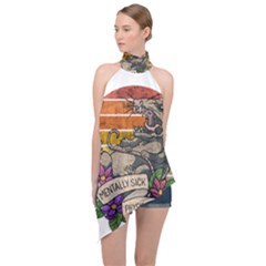 Possum - Mentally Sick Physically Thick Halter Asymmetric Satin Top