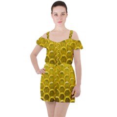 Hexagon Windows Ruffle Cut Out Chiffon Playsuit by essentialimage