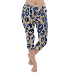 Leopard Skin  Lightweight Velour Capri Yoga Leggings by Sobalvarro